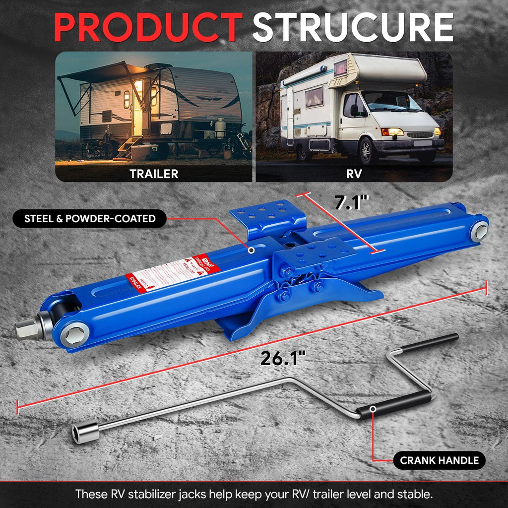 Set of 4 Stabilizer Leveling Scissor Jacks for RV Camper (24", 2.5 Ton)