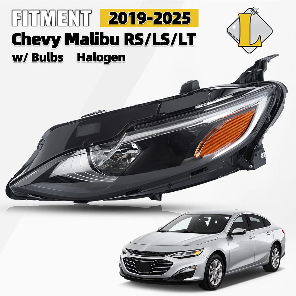 Halogen Headlight Assembly for Chevy Malibu (2019–2025) Left Driver Side