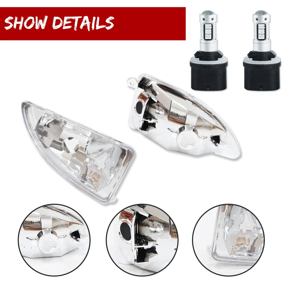 2X Clear White LED Front Bumper Fog Lights for Ford Focus (2000–2004)