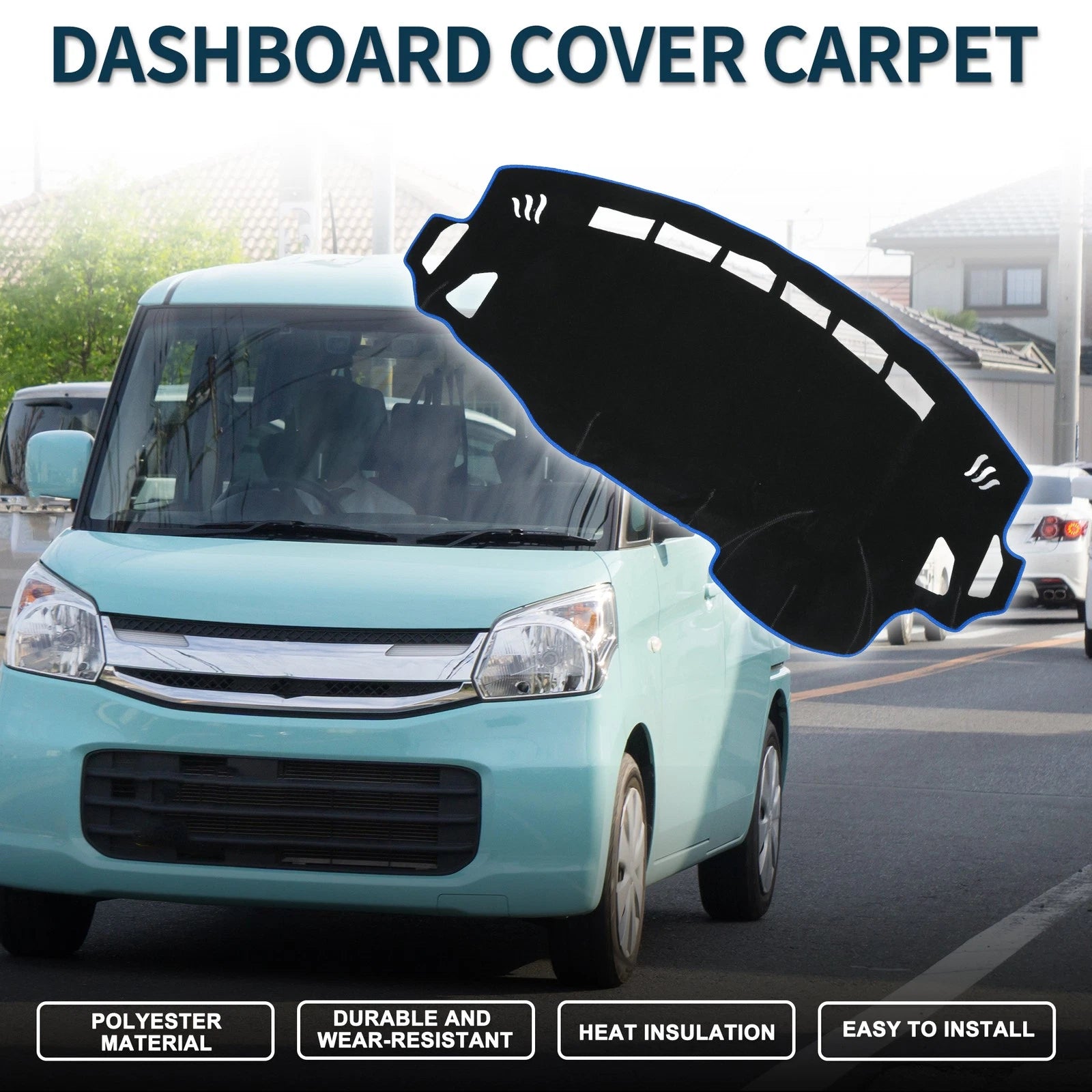 Dashboard Dash Cover Mat for Suzuki Spacia MK32S (2013–2017) Black Blue Set