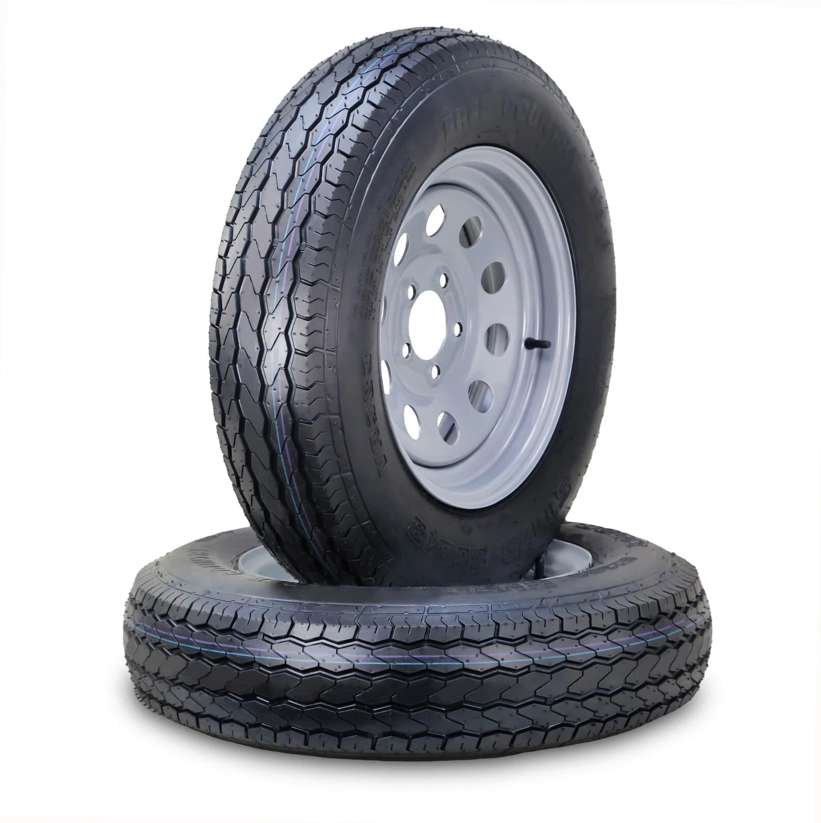 2 Free Trailer Tire Rims ST175/80D13 6-Ply 91L 5 Lug x 4.5" Silver Mod