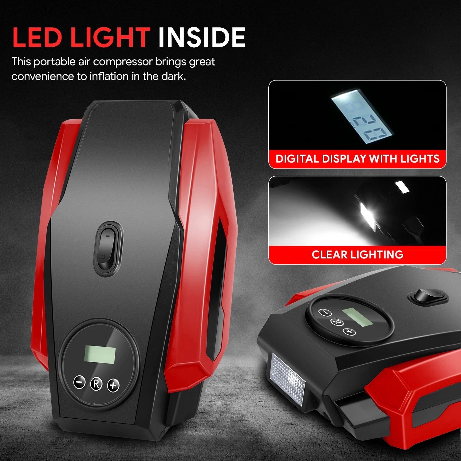 LED Tire Inflator for Portable Air Pump (Auto Shut Off)