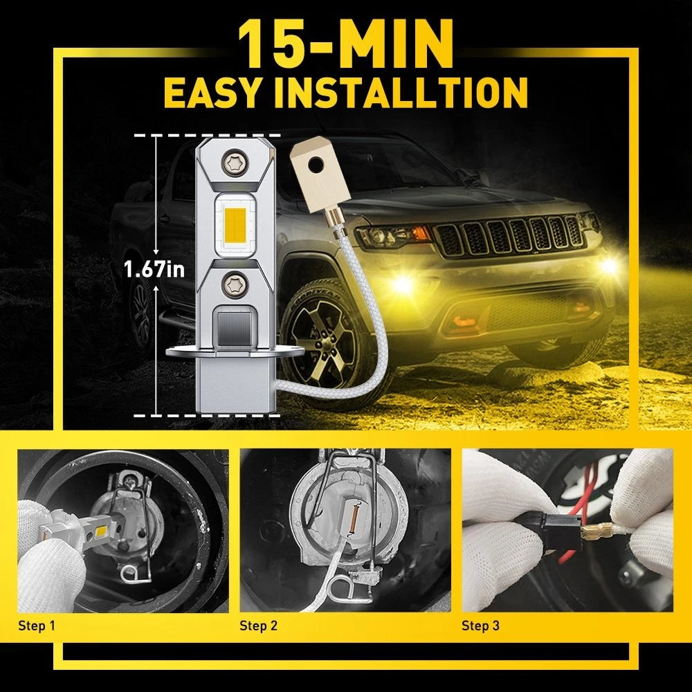 H3 LED Fog Light Bulb Conversion Kit for Mini (2000–2023) - Yellow 3000K