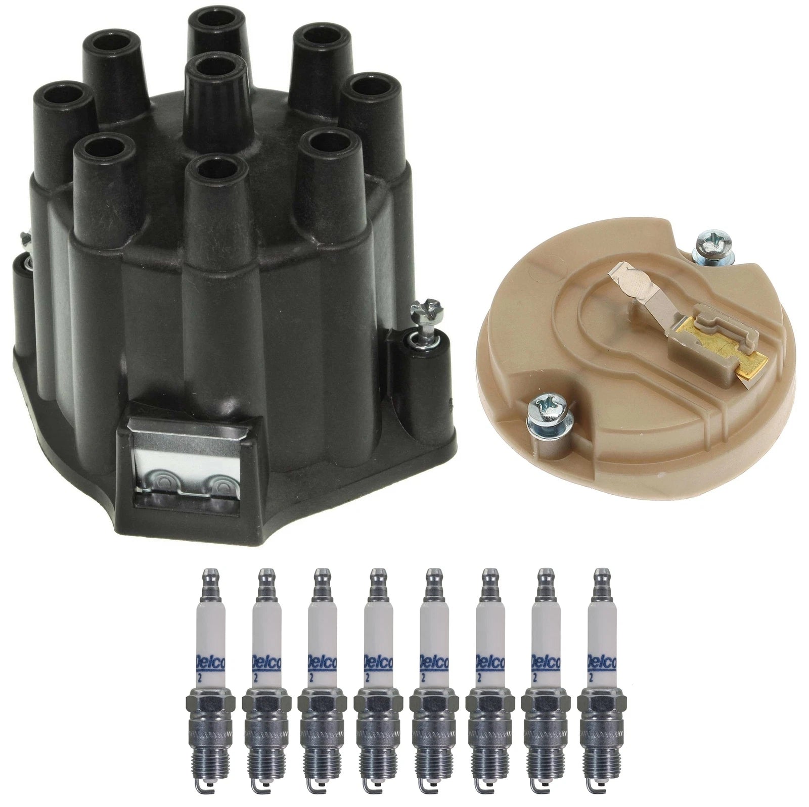 Distributor Rotor Cap & Spark Plugs Kit for Jeep Chevy GMC (ACDelco)