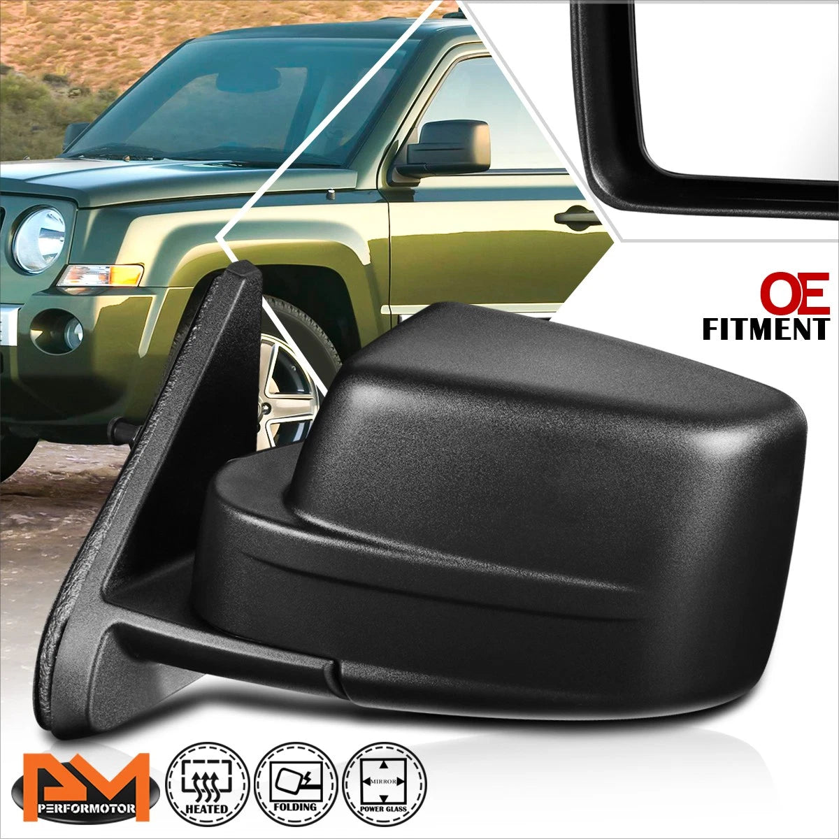 OE Style Power Heated Side View Mirror Replacement for Jeep Patriot (2010–2016)