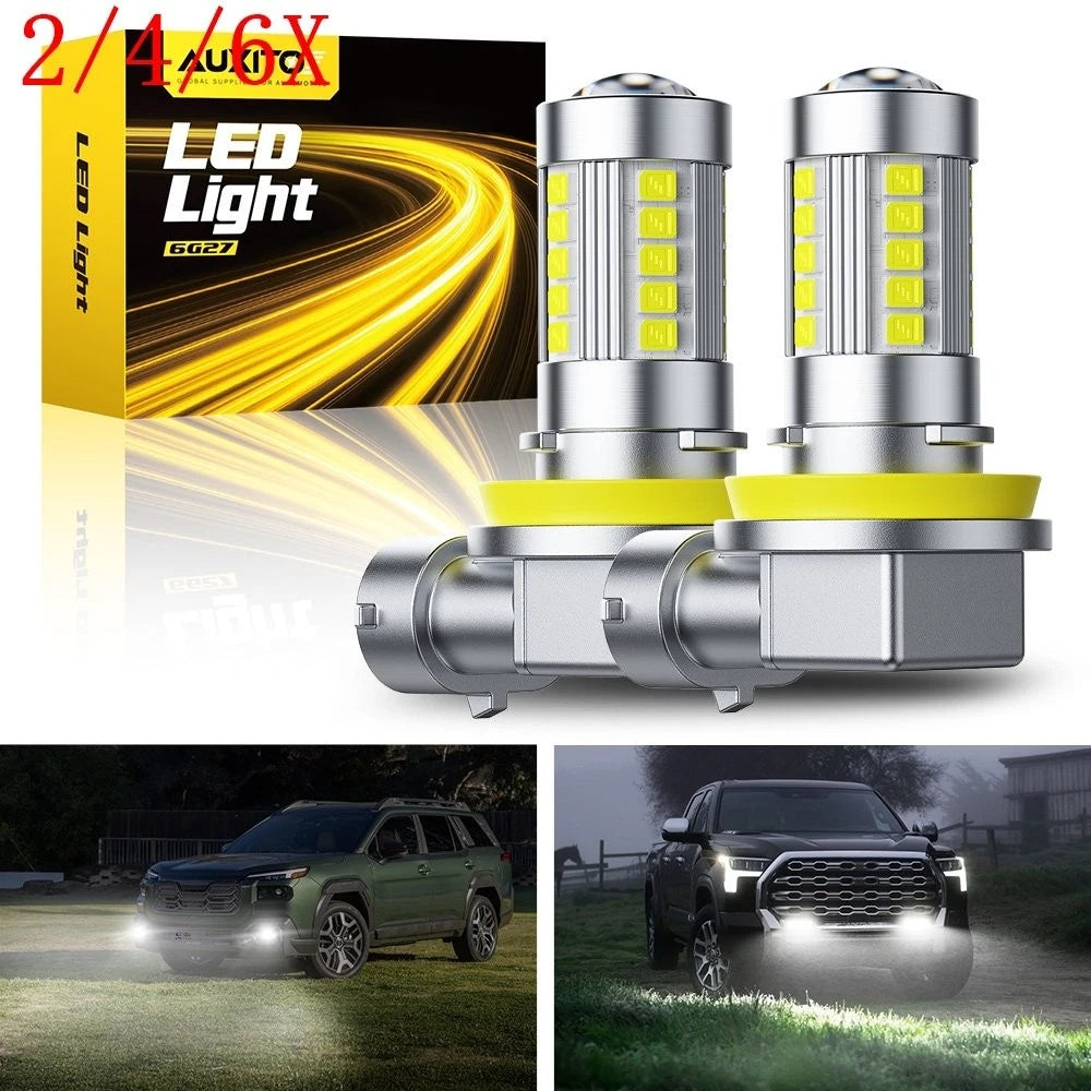 Set of 4 AUXITO H11 H9 H8 LED Fog Driving Light Bulbs 5000LM 6500K for