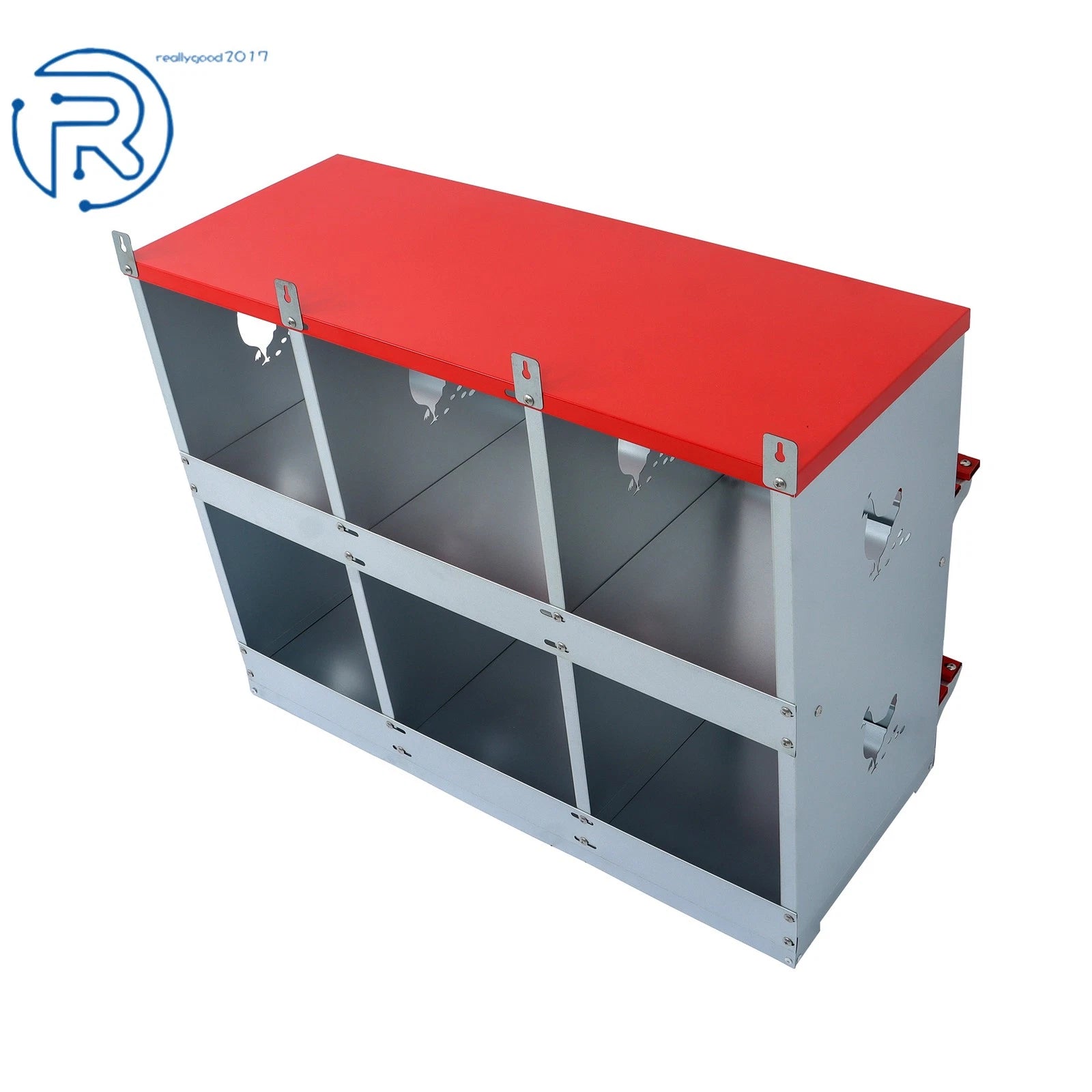 6 Compartment Metal Nest Box for Poultry (Galvanized Steel)