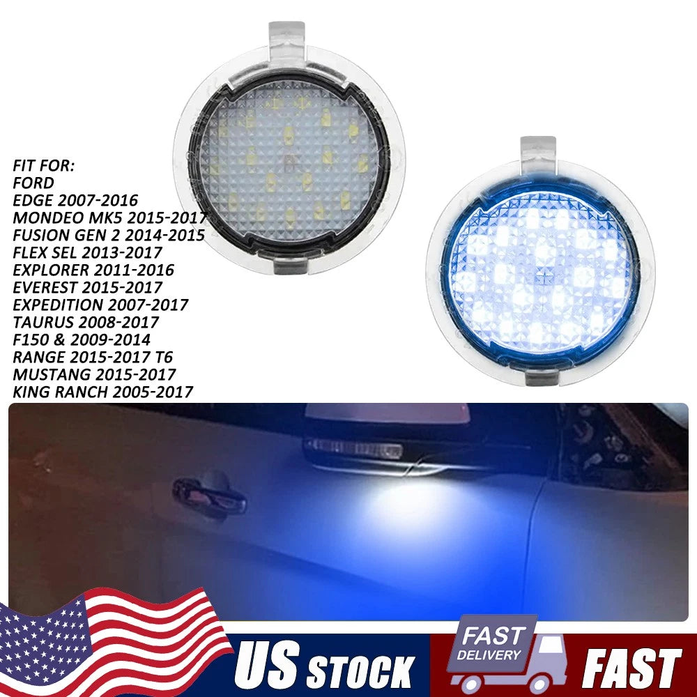 Blue LED Side Mirror Puddle Lamp for Ford F-150 Explorer Expedition Edge Taurus 