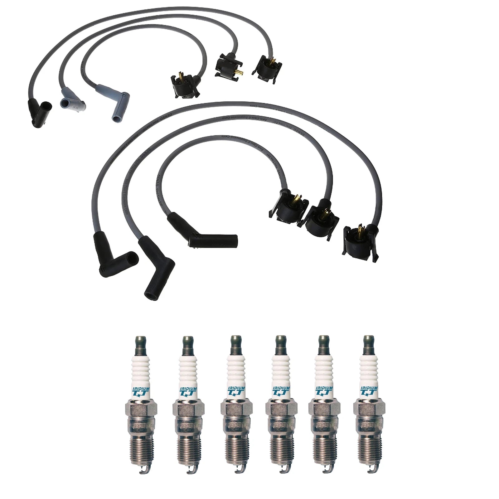 Denso 8mm Wire Set & 6 Iridium TT Spark Plugs for Ford Mazda 3.0L V6