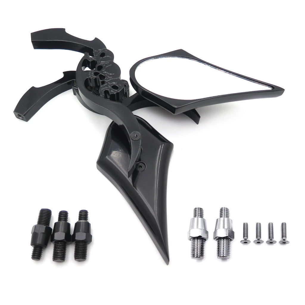Black Billet Skull Blade Mirror for Honda Kawasaki Suzuki Cruiser (All Years)