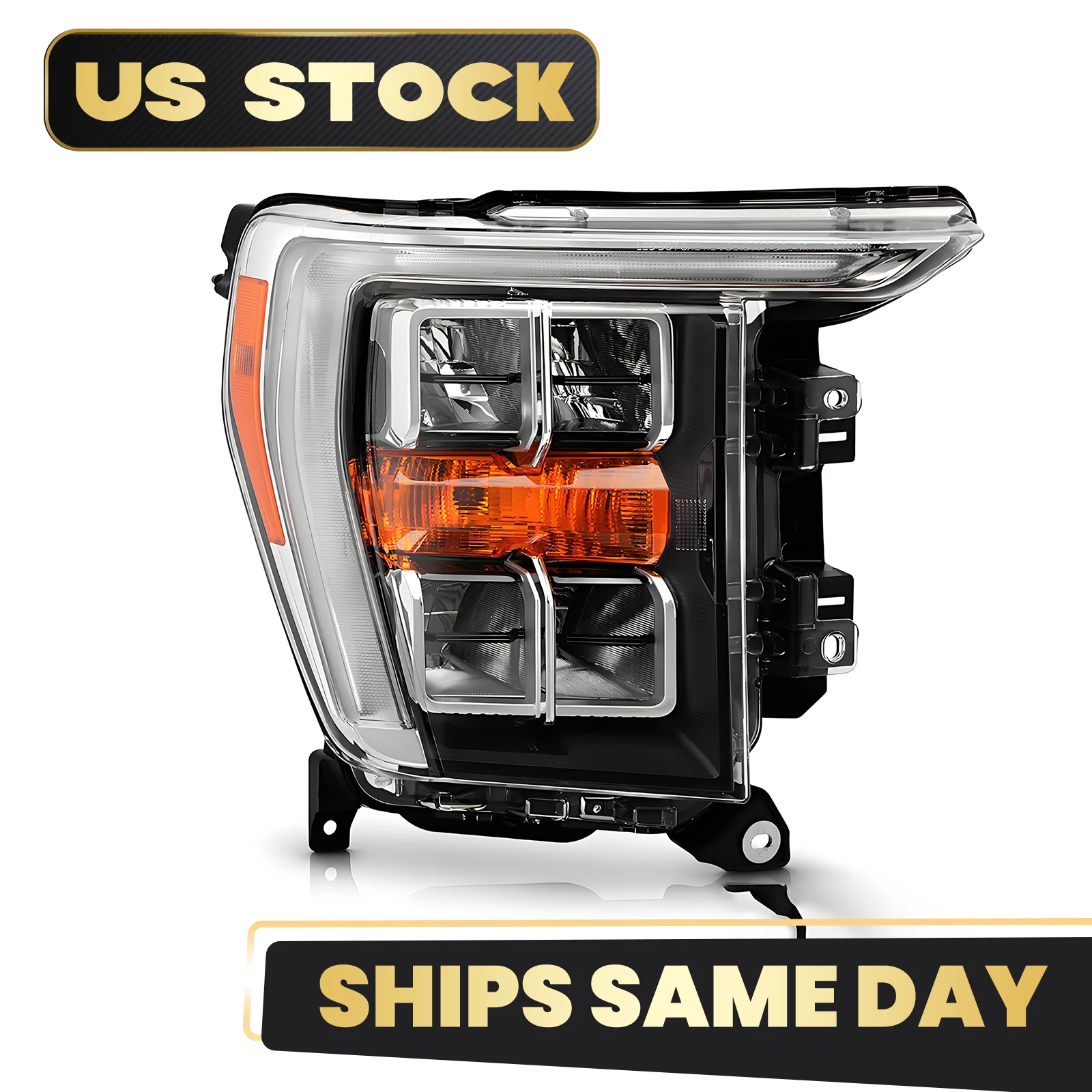 LED Headlight Chrome Bezel for Ford F-150 (2021–2023) Right Passenger Side