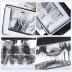 U-Shape LED DRL Headlights Chrome for Chevy GMC C/K Suburban Tahoe Yukon (1988–2000)