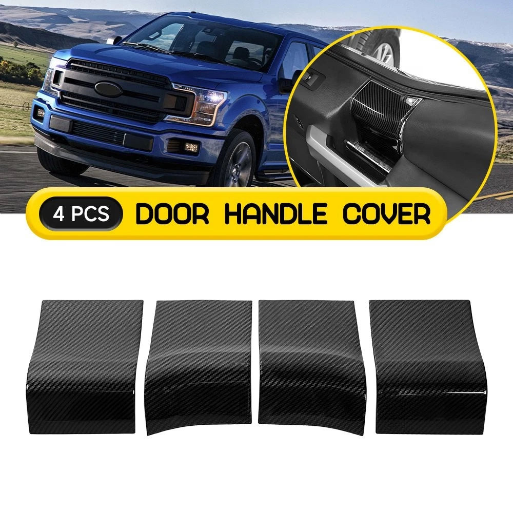 Carbon Fiber Interior Door Handle Panel Cover Trim for Ford F150 (2015–2020)