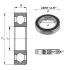 Deep Groove Ball Bearing 6908DDU for Scooter Skateboard (40x62x12mm)