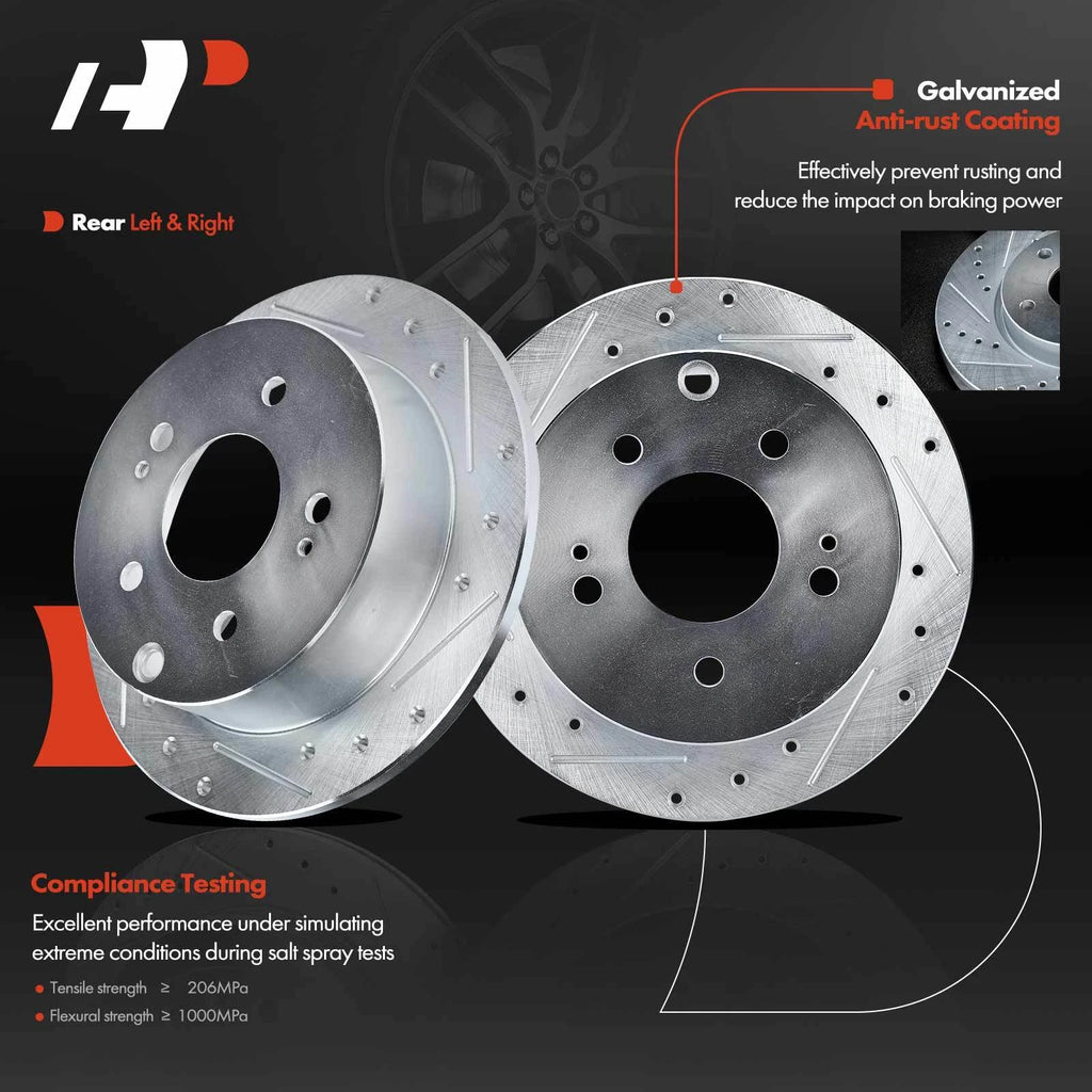Rear Drilled Brake Rotors & Ceramic Pads for Mitsubishi Eclipse (2006-2012)
