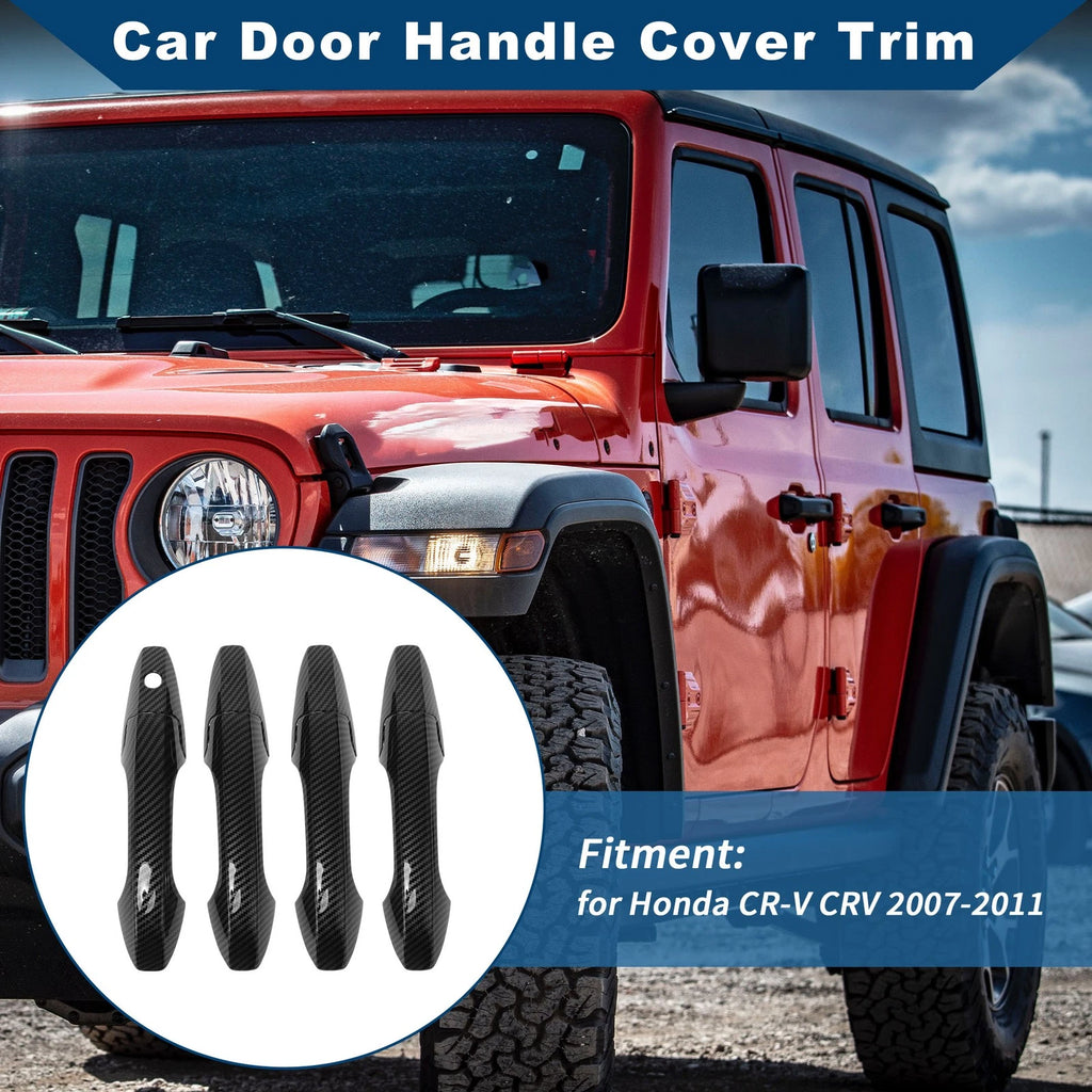 Car Door Handle Cover Trim for Honda CR-V (2007–2011) Carbon Fiber Black