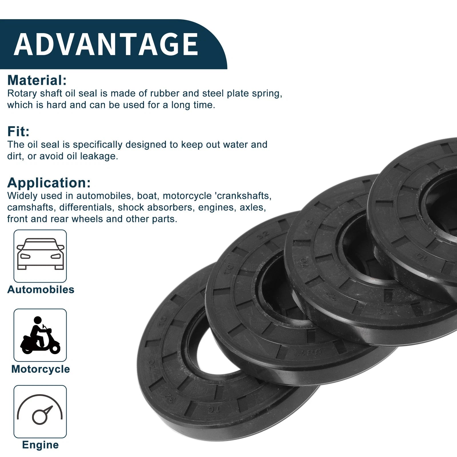 Set of 5 Oil Seal Rotary Shaft Seal NBR Rubber 32x70x10mm