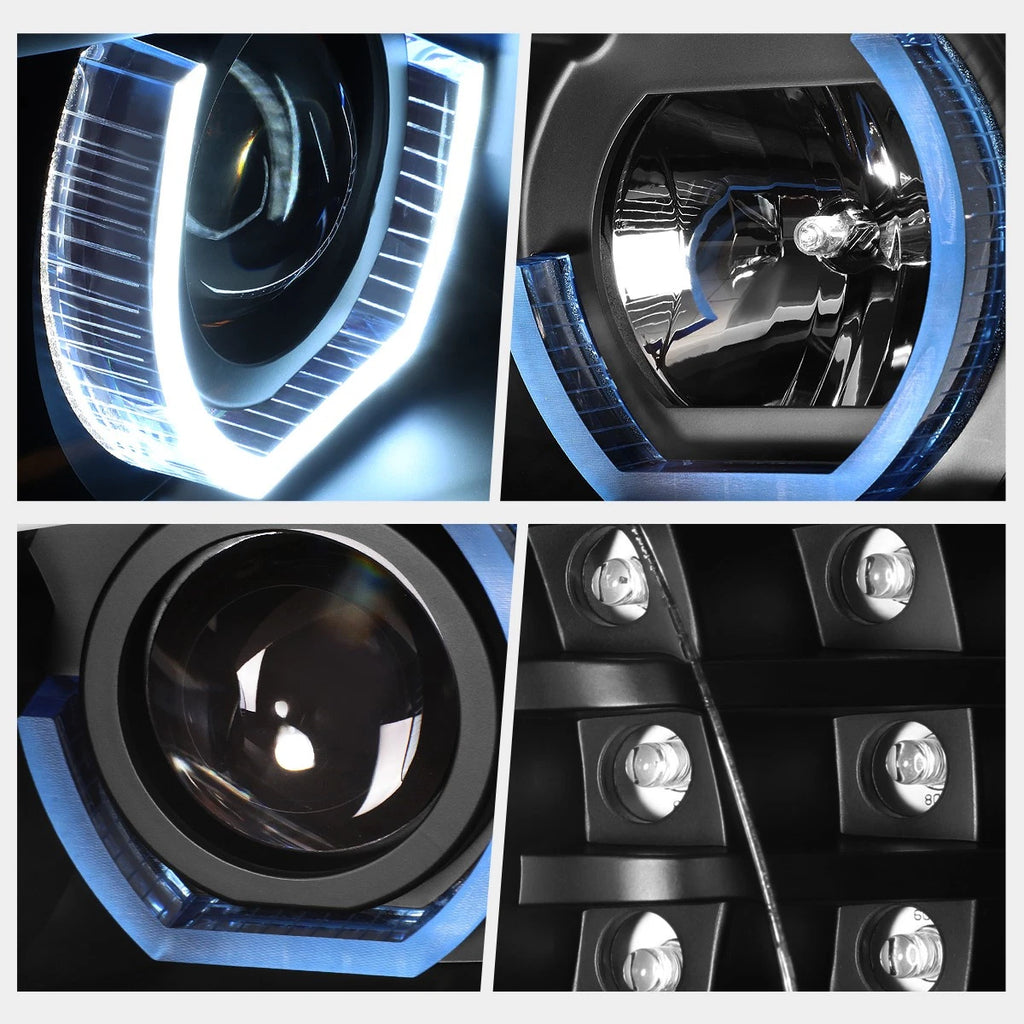 LED Headlight Set for GMC Sierra/Yukon (1999–2007) Black Amber