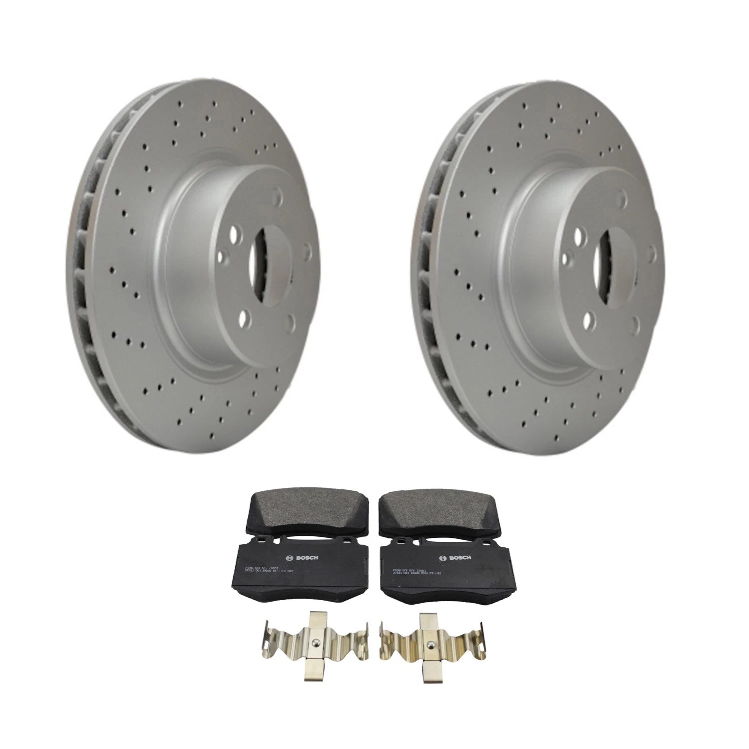 Hella Front Rotor & Bosch QuietCast Disc Brake Pad Kit for Benz W220 (2000–2006)