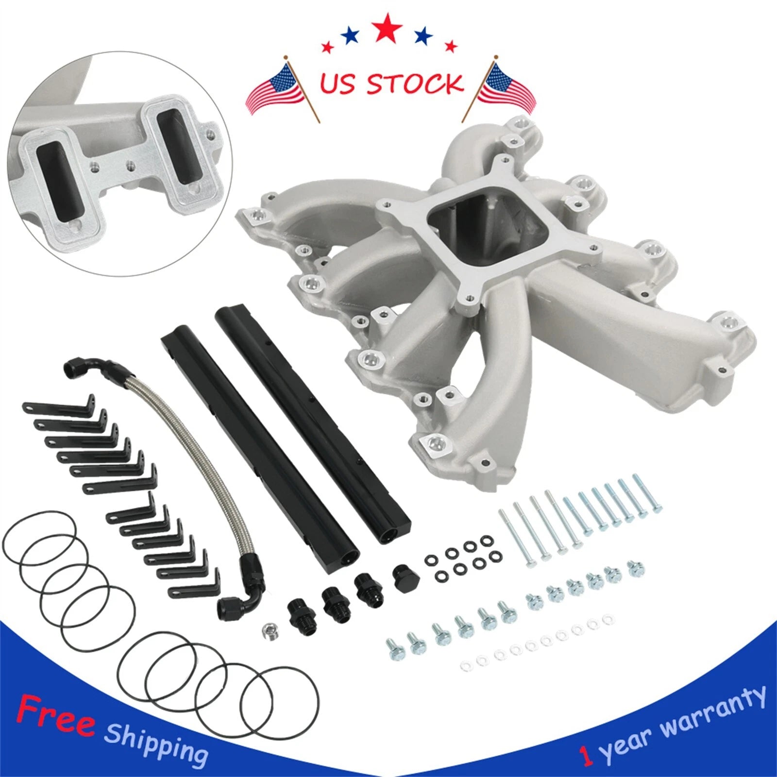 Single Plane EFI Intake Manifold with Fuel Rails for GM LS1/LS2/LS6 (1997–2015)