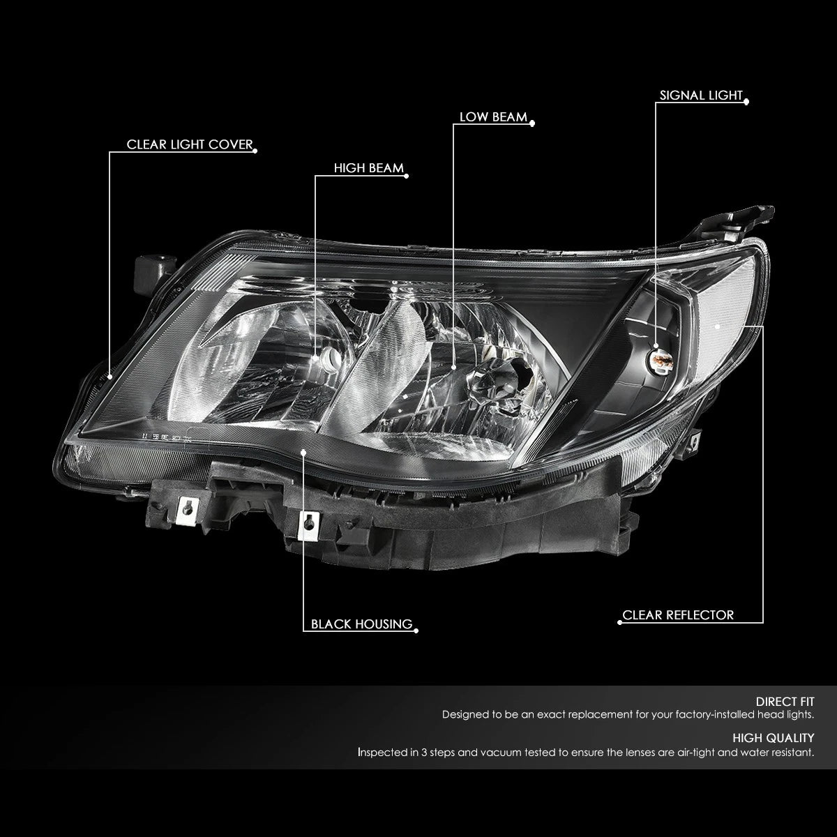 Black Clear Signal Headlights for Subaru Forester (2009–2013)