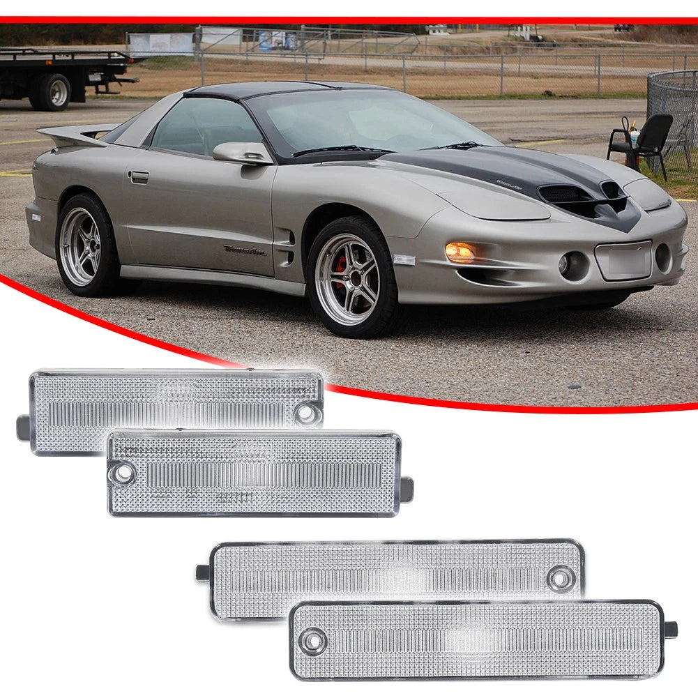 Clear Front & Rear Bumper Side Marker Lights Kit for Pontiac Firebird (1998–2002)
