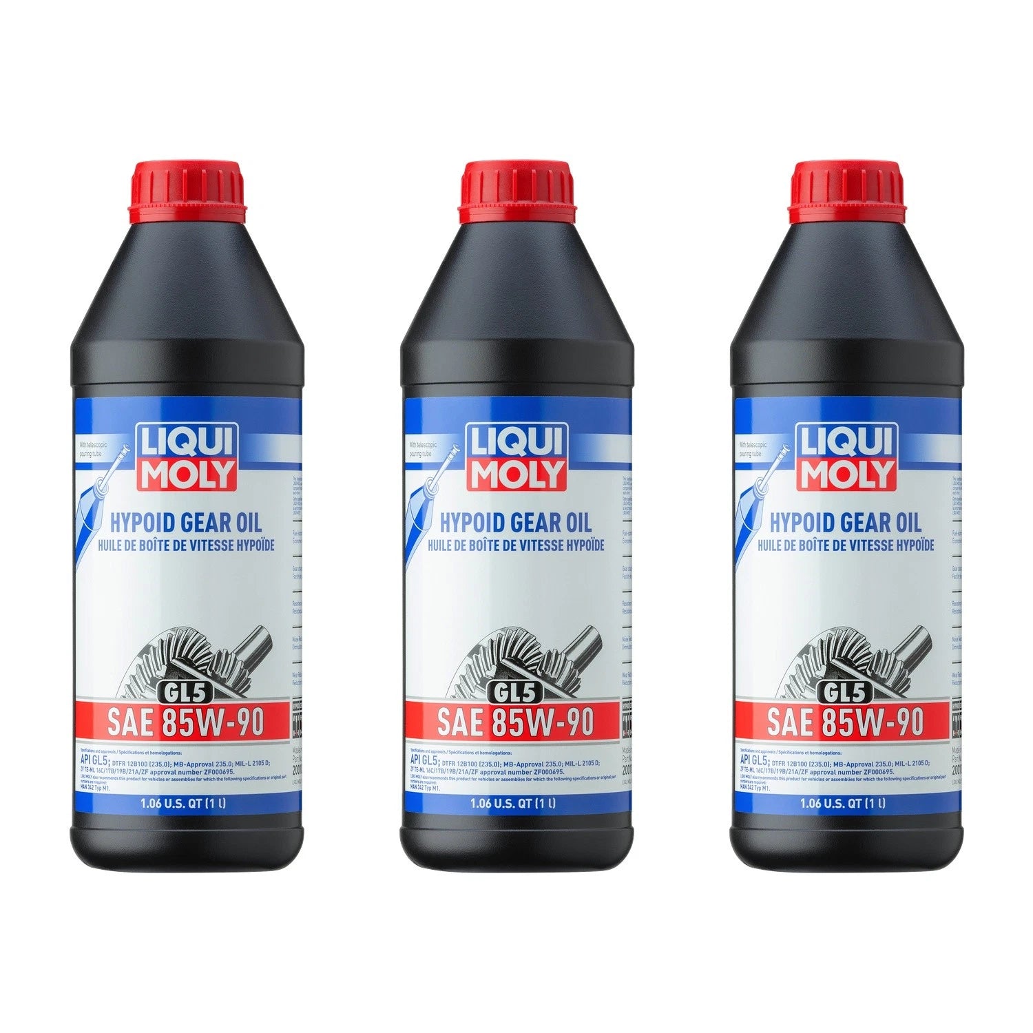 Set of 3 Liqui Moly Hypoid Gear Oil GL5 SAE 85W-90 (1L each)