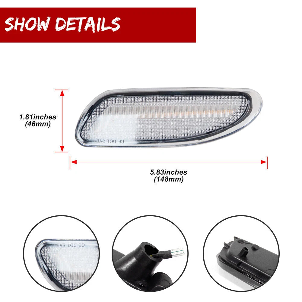 Clear Lens Amber Side Marker Lights for Mercedes W203 C230 C240 C280 C320