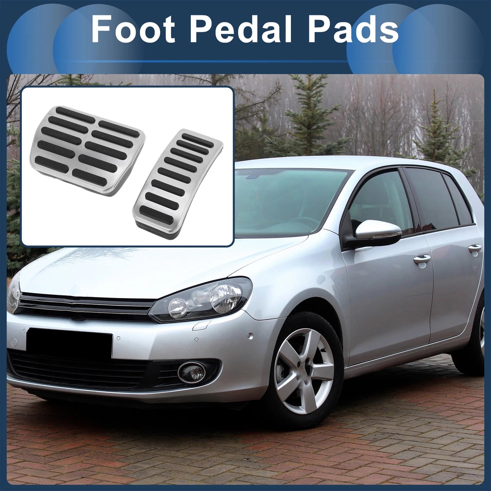 Set of 1 Automatic Footrest Pedals Cover for Volkswagen Golf (1997–2005) Silver Tone
