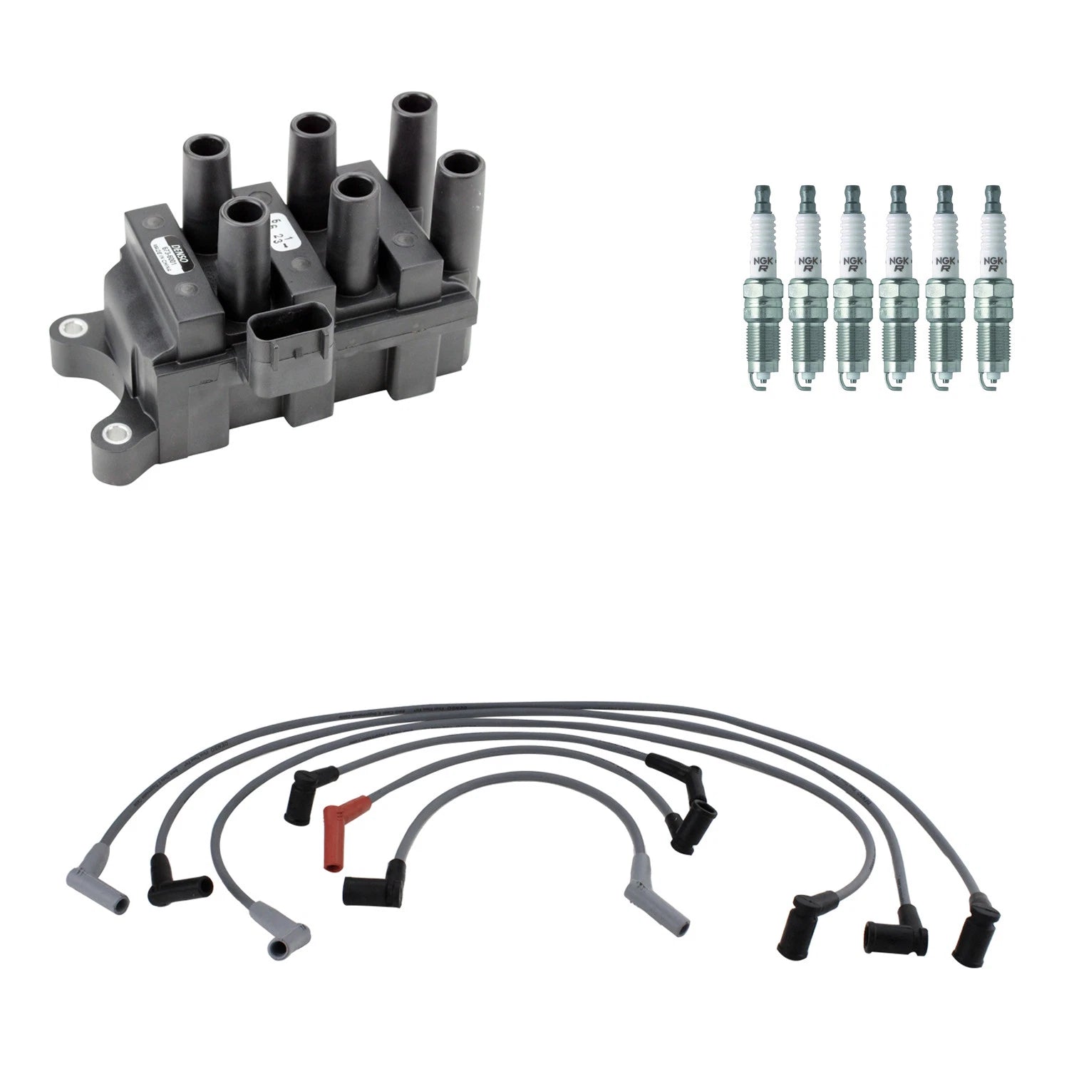 Denso Ignition Coil Wires & NGK Spark Plugs Kit for E-250, F-150 (V6 Vin 2)