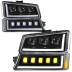 LED Black Clear Projector Sequential Headlights for Avalanche Silverado (2003–2007)