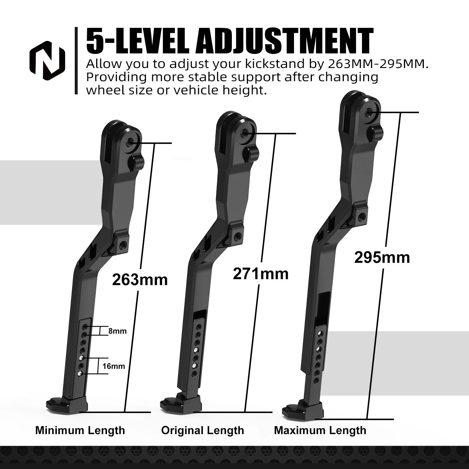 CNC Adjustable Foot Side Kick Stand for Sur Ron Light Bee (2018–2023)