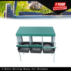 3 Hole Chicken Nesting Box with Metal Legs for Chickens (Roll Away)