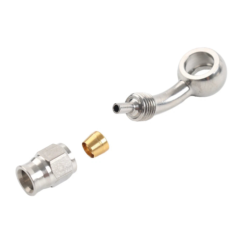 Set of 2 Stainless Steel 10.2mm AN-3 48 Degree Banjo Hose Ends for Motorcycle