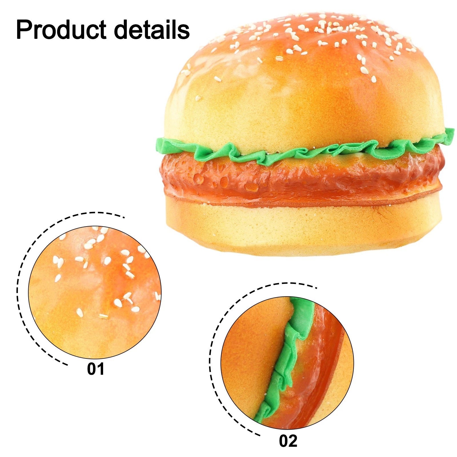 Set of 4 Fake Bread Hamburger Photography Props for Home Restaurant Decor