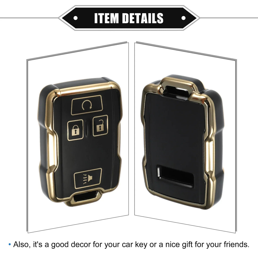 TPU Black 4 x Button Remote Keyless Key Fob Cover for Chevy Suburban & GMC