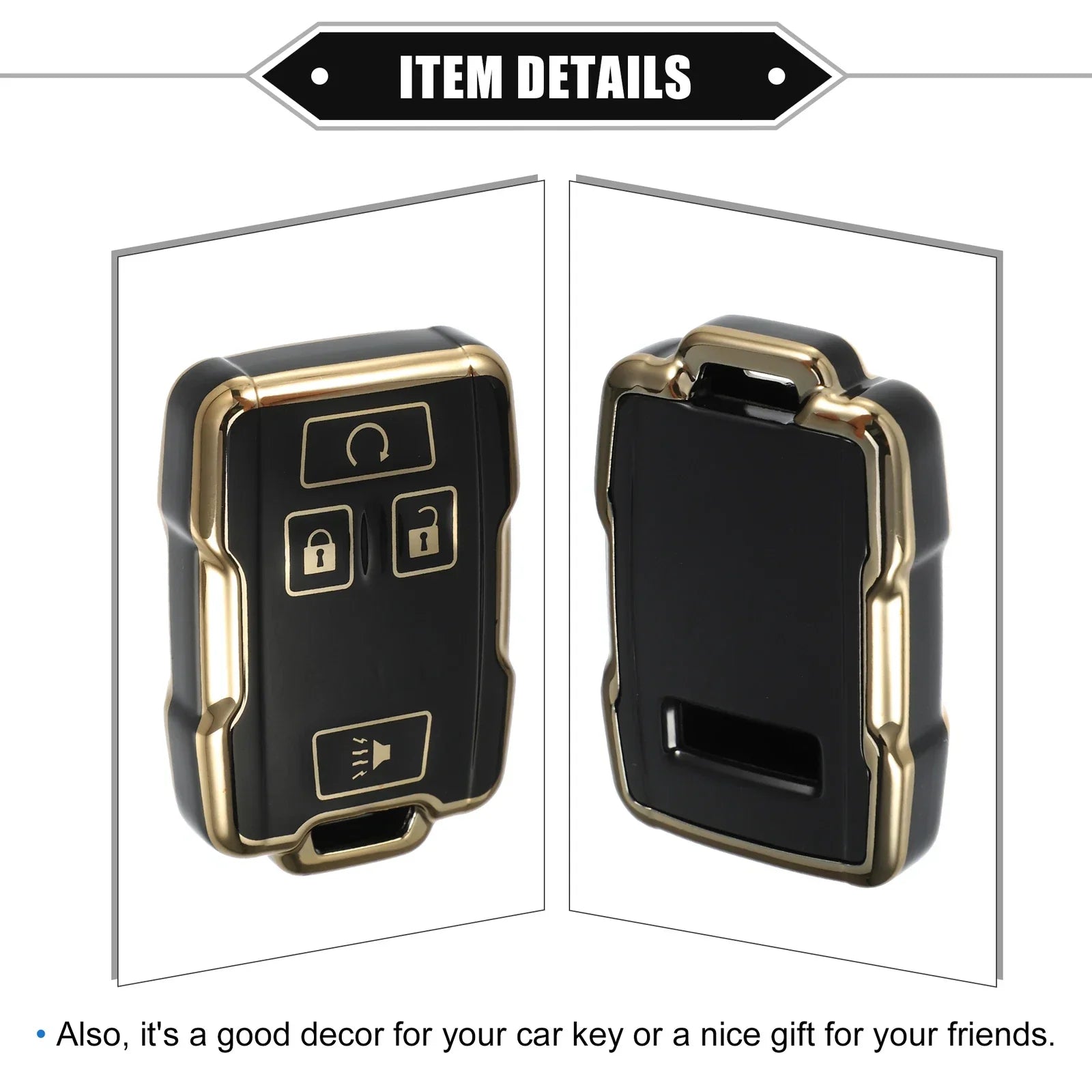 TPU Black 4 x Button Remote Keyless Key Fob Cover for Chevy Suburban & GMC
