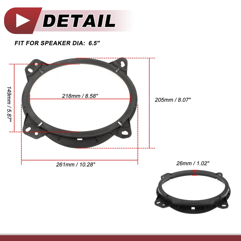 2X Speaker Spacer Ring Adaptor for Toyota Tacoma (2005–2015) 6.5"
