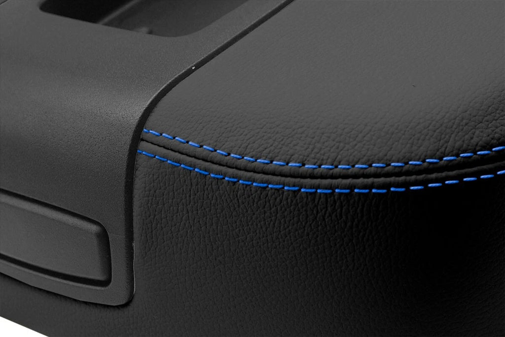 Leather Console Lid Armrest Cover for Chevrolet Tahoe (2007–2013) Blue Stitch