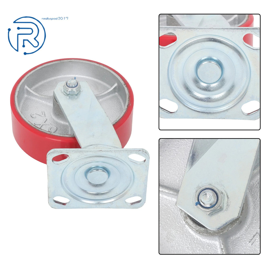 Set of 4 Heavy Duty Red Tilt Casters Wheels 6" for Various Applications