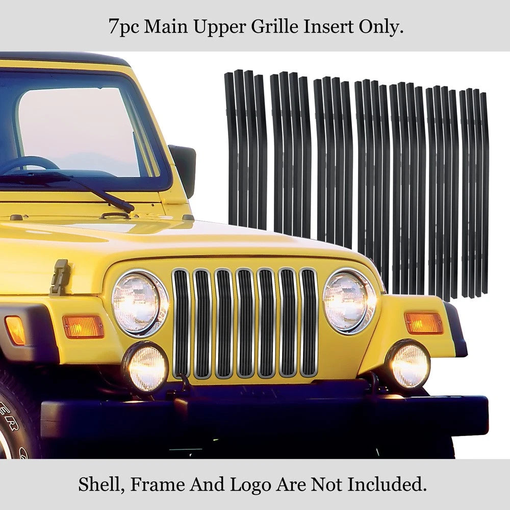 Chrome Vertical Black Stainless Billet Grille Insert for Jeep Wrangler (1997-2006)