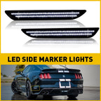 2X White Smoked Rear LED Bumper Side Markers for Ford Mustang (2015–2022)