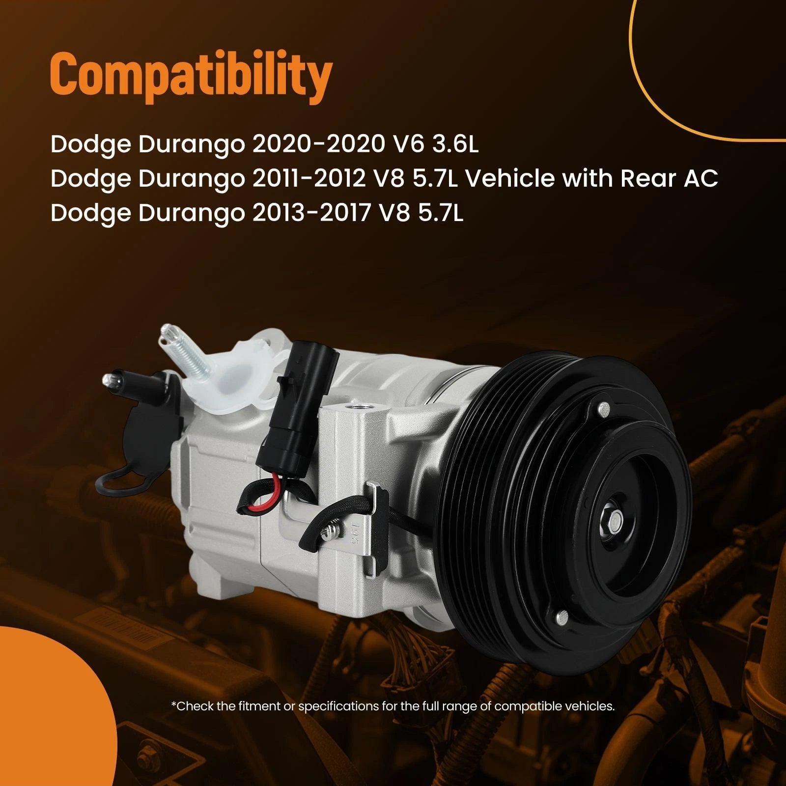 Air Conditioning Compressor for Dodge Durango (2018-2023) V8 6.4L SRT