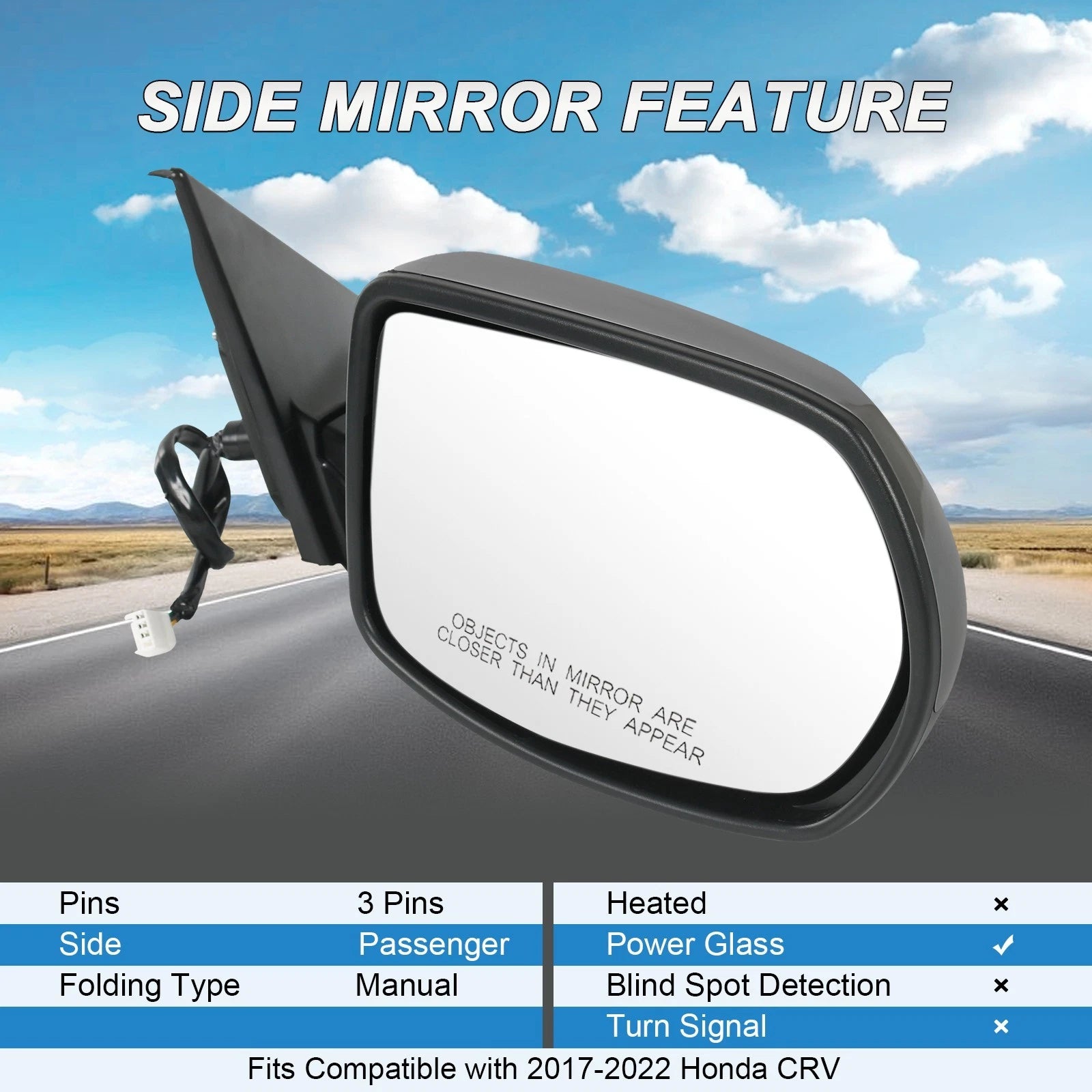 Right Passenger Side Power Mirror for Honda CR-V (2017-2022)