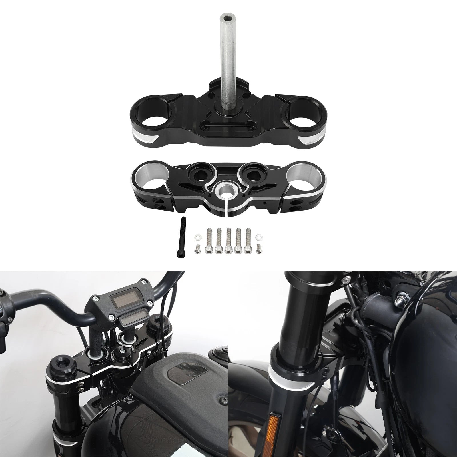 Front Fork Upper & Lower Triple Tree Clamps for Harley Low Rider S (2020–2025)