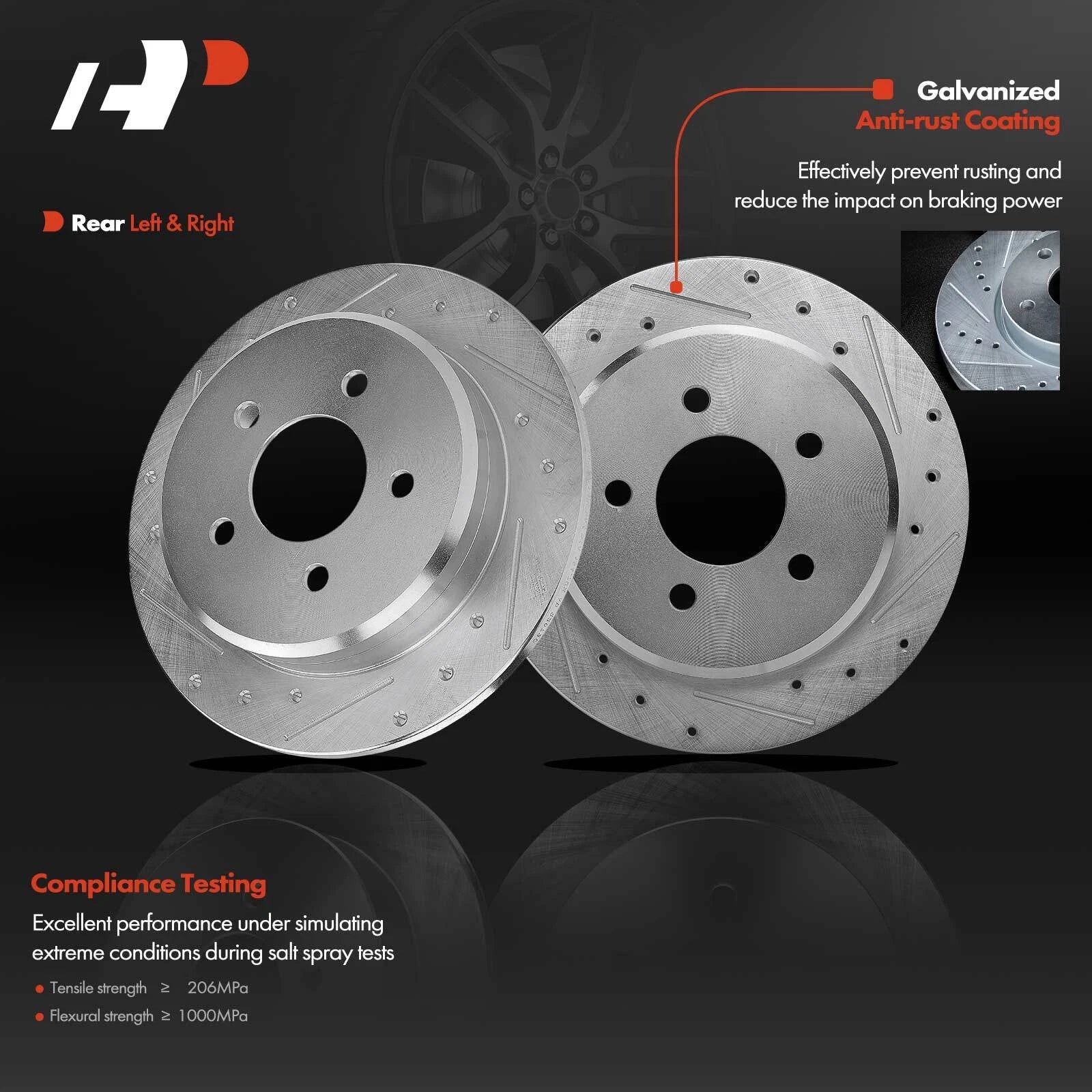 Rear Drilled Brake Rotor & Ceramic Pad for Ford Explorer Ranger (1995-2001)