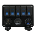 Waterproof Switch Panel with USB Ports and Blue Light for Truck Caravan