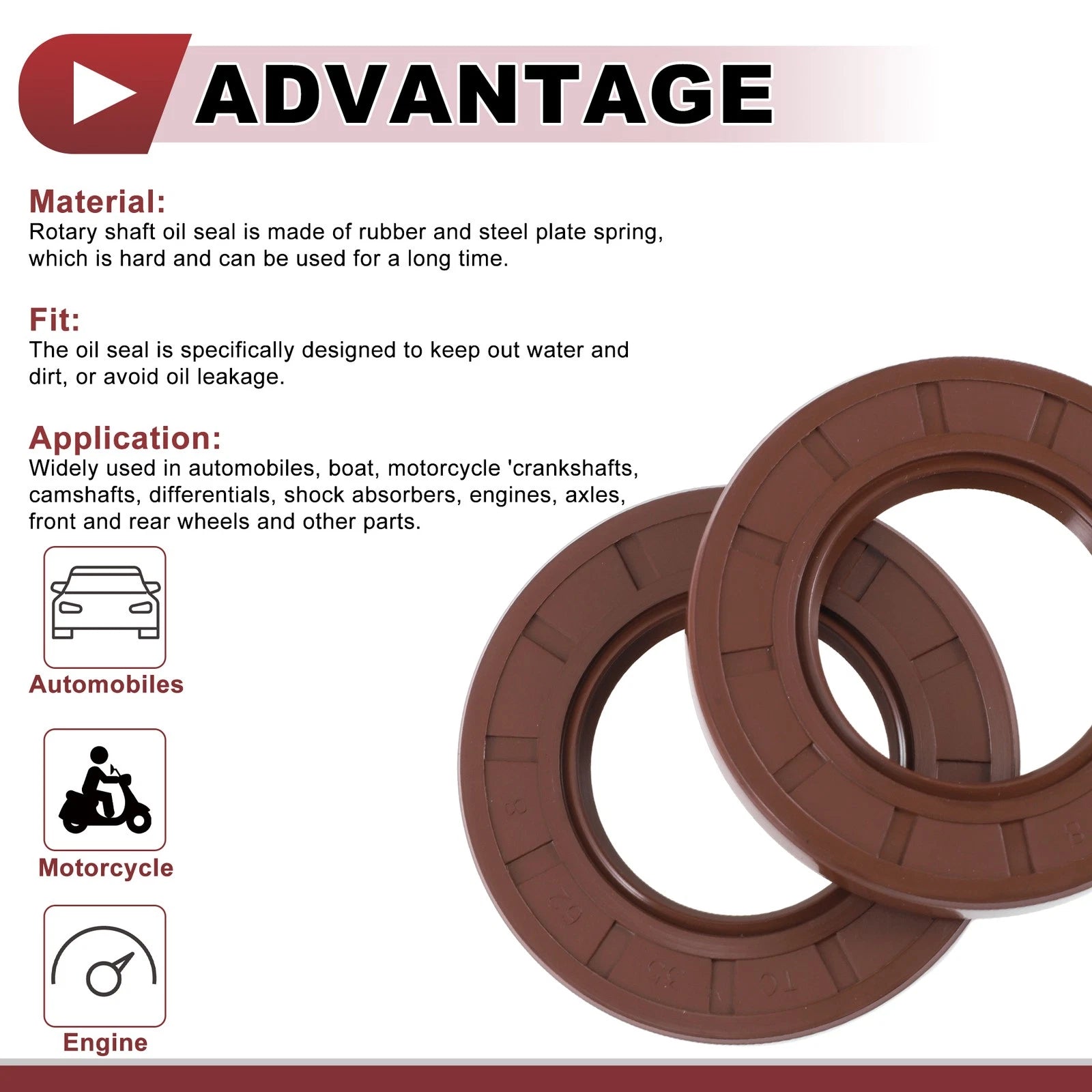 2X Oil Seal Rotary Shaft Seal FKM Rubber 35x62x8mm for Various Models 
