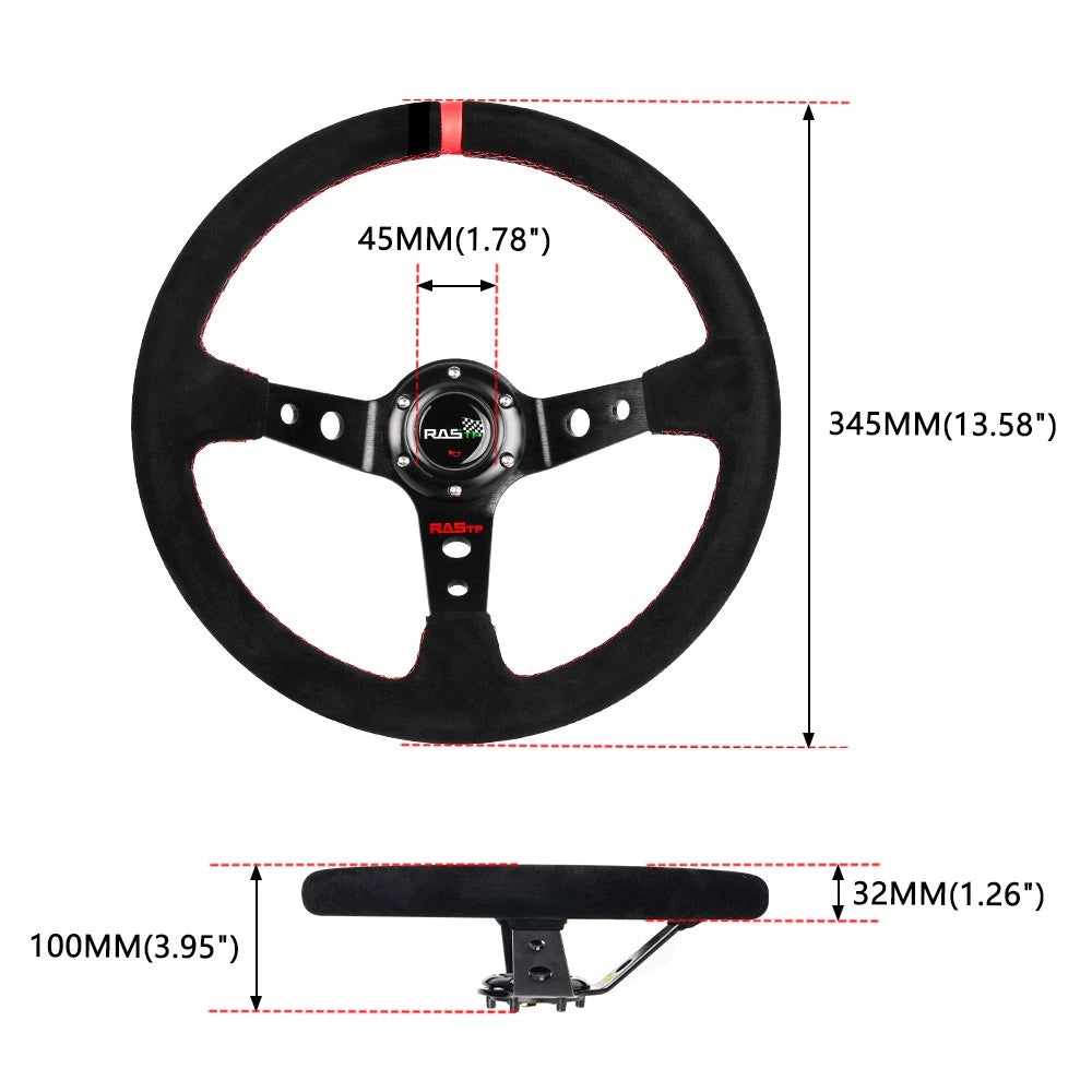14in Suede Steering Wheel with Quick Release for Honda Civic (1996–2000)