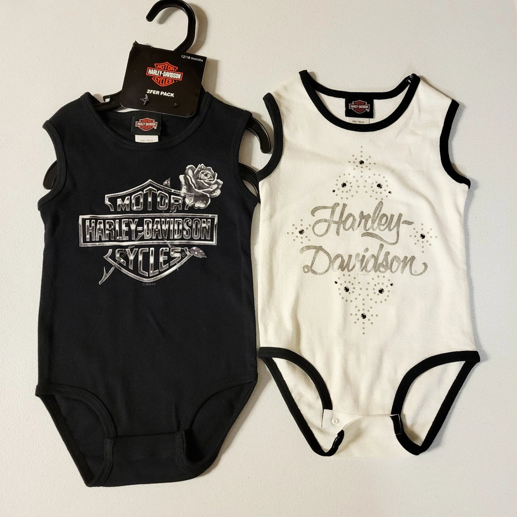 2X Sleeveless Ribbed Bodysuits for Harley-Davidson Baby Girls (18/24M)